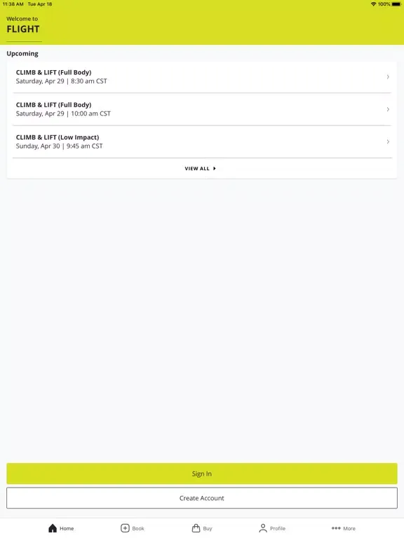 FLIGHT - Elevated Fitness iPad  Screenshots