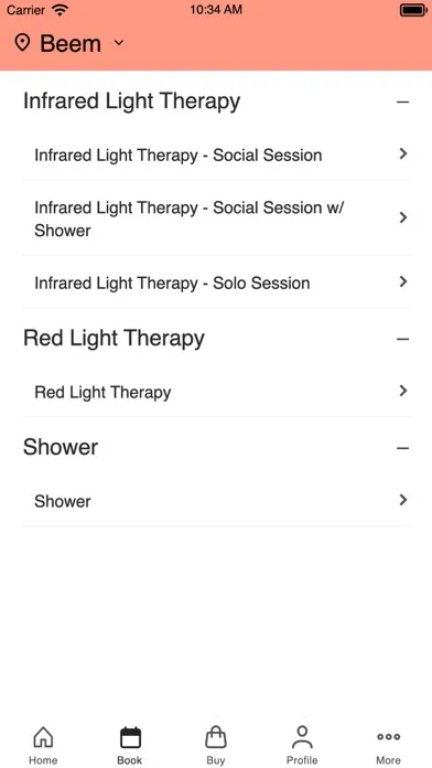 Скриншоты Beem Light Sauna Member App