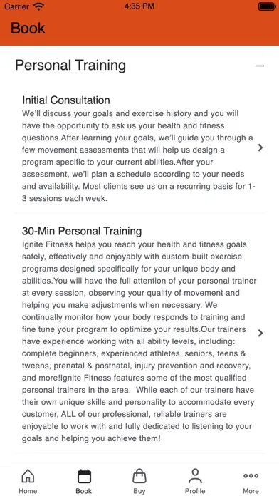 Ảnh chụp màn hình của Ignite Fitness NC