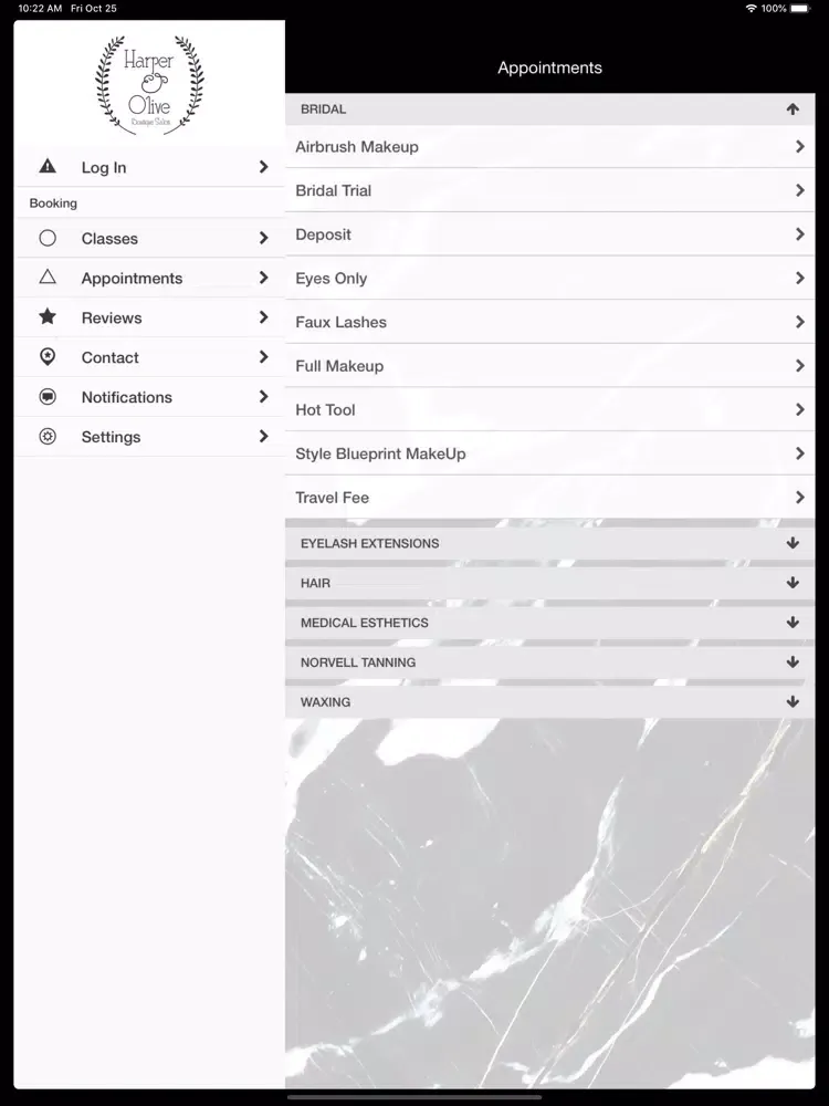 Harper and Olive Salon iPad  Ekran Görüntüleri