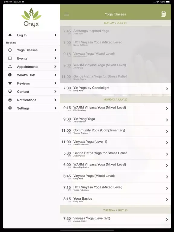 Onyx Yoga Studio iPad  سکرین شاٹس