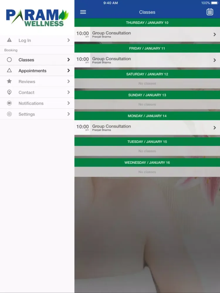 ภาพหน้าจอของ Param Wellness iPad 
