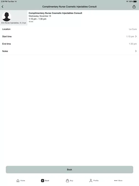 Ảnh chụp màn hình của La Cure Caringbah iPad 