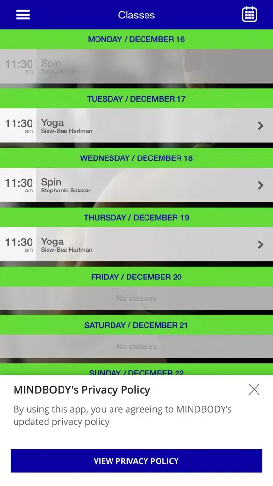 Capturas de tela do McDermott Fitness Center