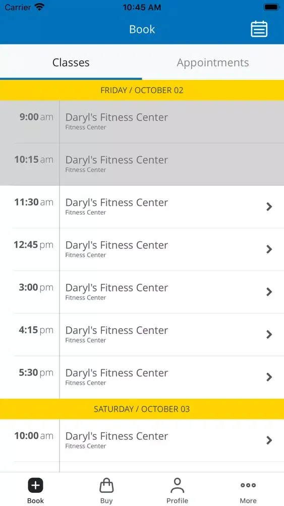 Zrzuty ekranu Rollins College Fitness