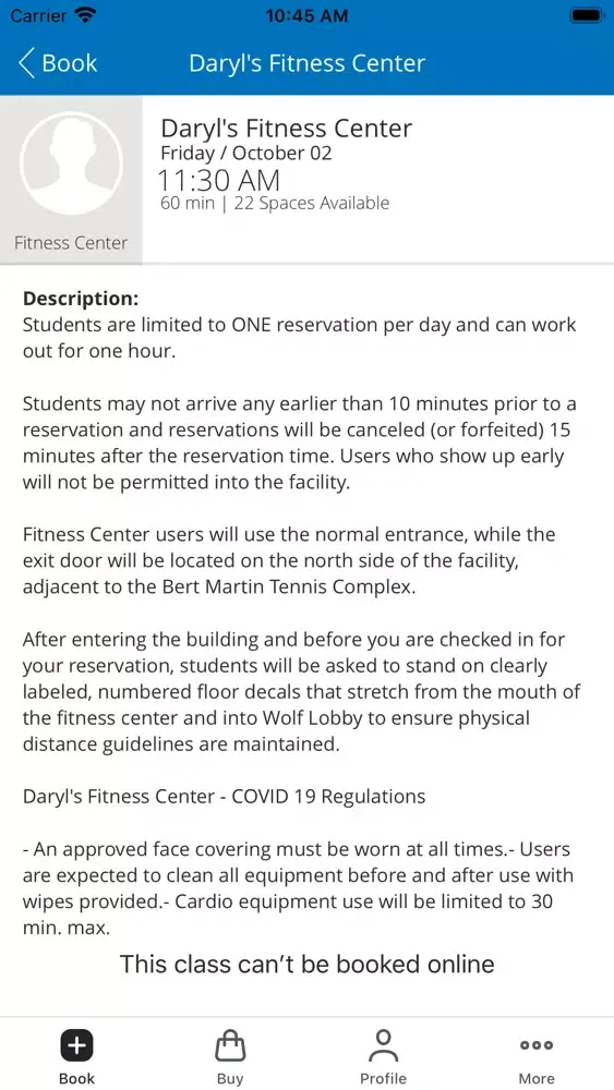 Zrzuty ekranu Rollins College Fitness