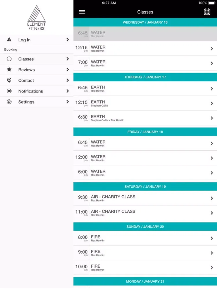 Element Fitness London iPad 應用截圖