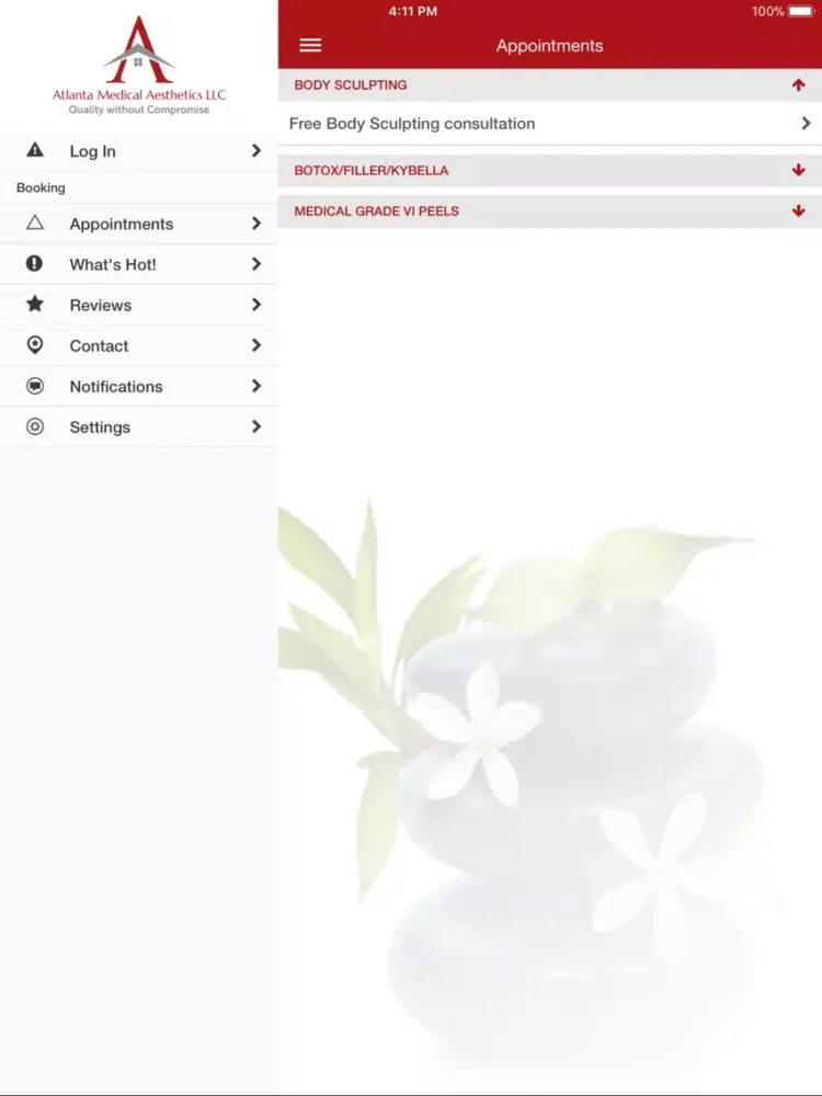 Tangkapan layar Atlanta Medical Aesthetics iPad 