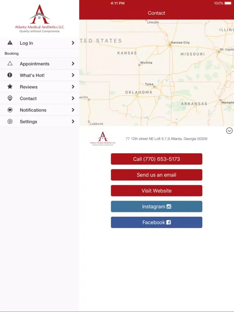 Tangkapan layar Atlanta Medical Aesthetics iPad 