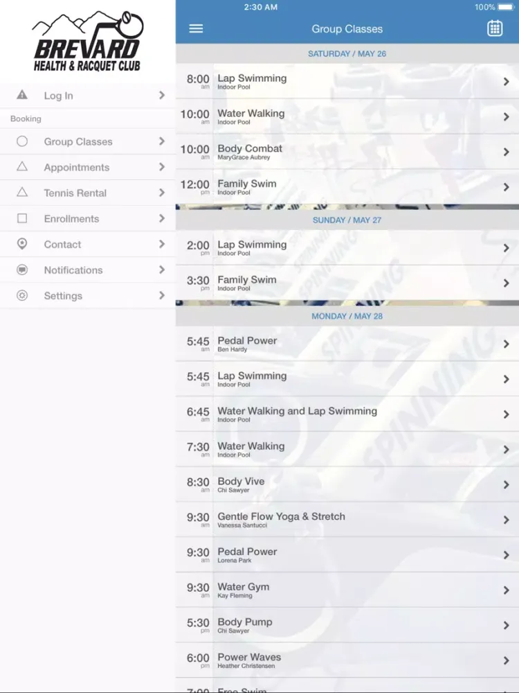 Capturas de pantalla de Brevard Health Racquet Club iPad 