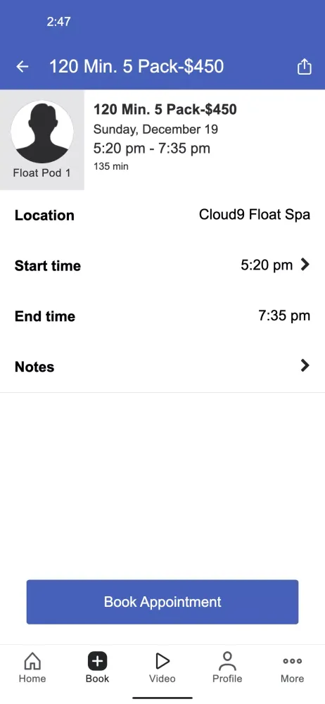 Ảnh chụp màn hình của Cloud9 Float Spa