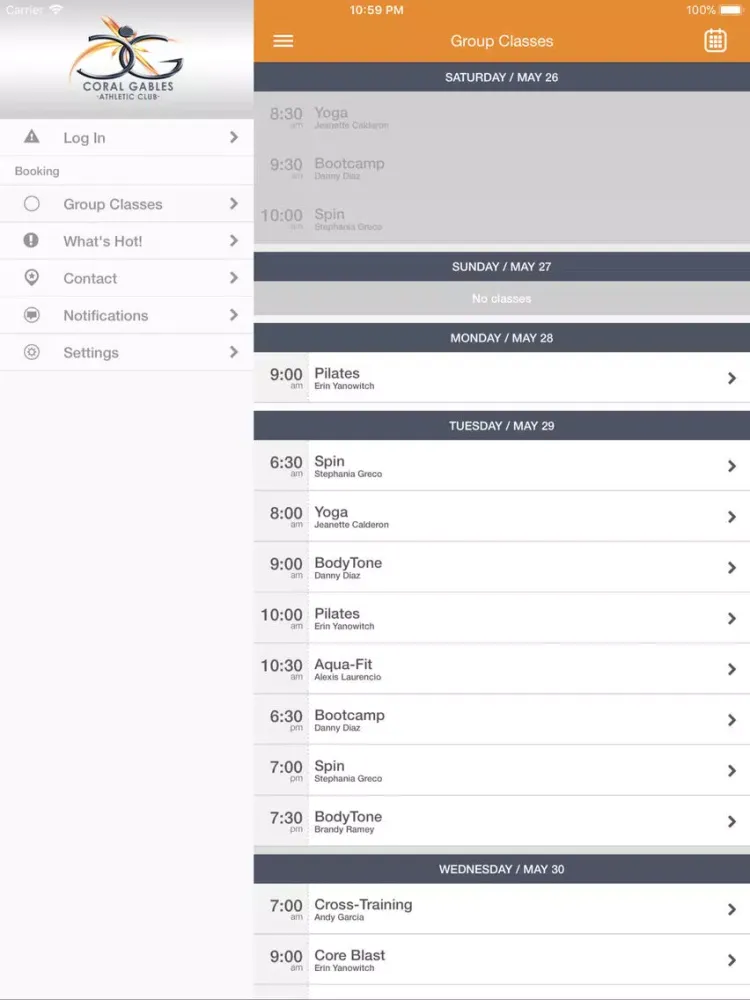 Coral Gables Athletic Club iPad  Screenshots
