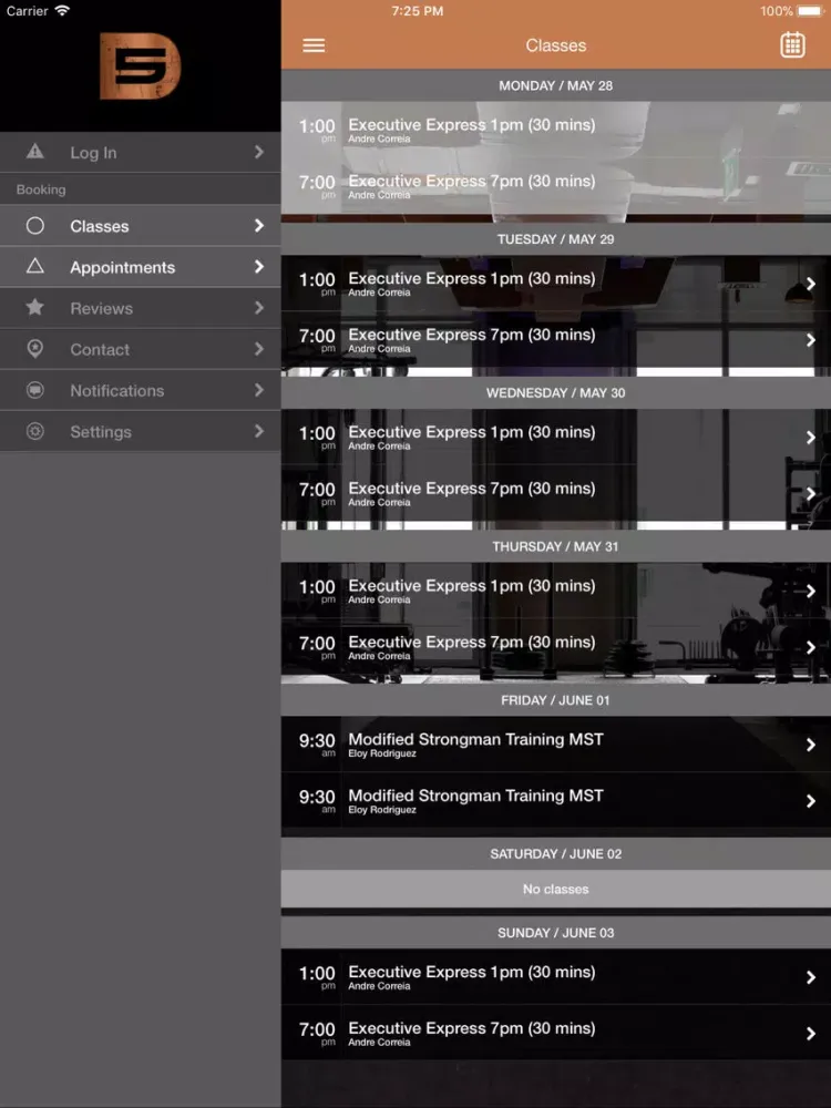 Tangkapan skrin D5 Executive Gymnasium DIFC iPad 