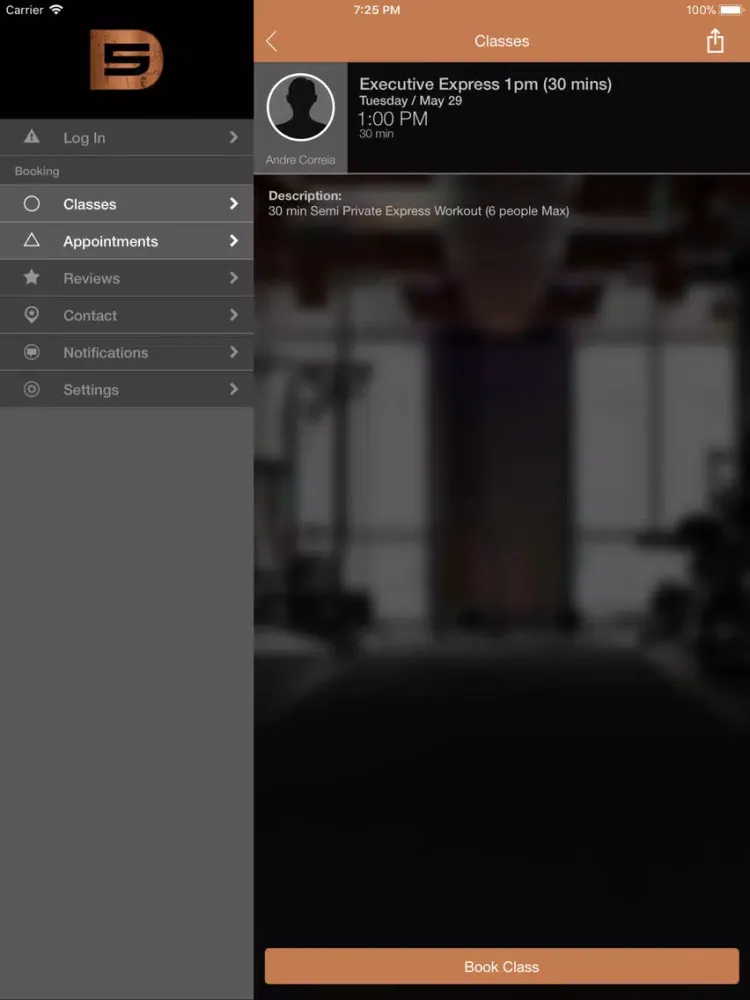 Tangkapan skrin D5 Executive Gymnasium DIFC iPad 