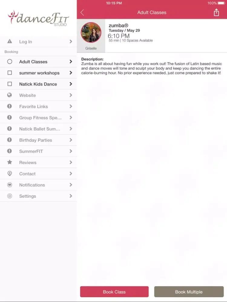 Tangkapan layar DanceFIT Studio - Natick iPad 