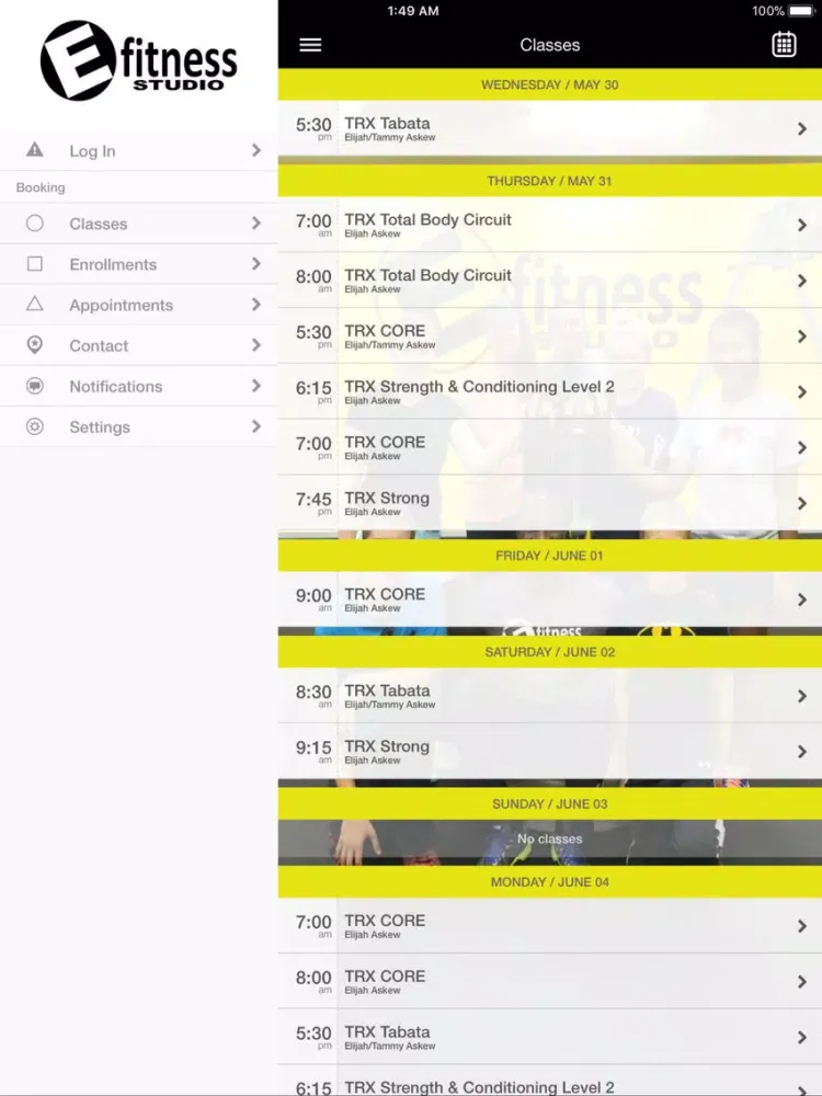 Efitness iPad  スクリーンショット