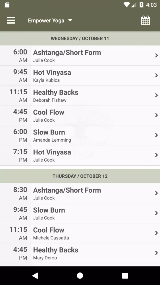 Screenshot di Empower Yoga MI