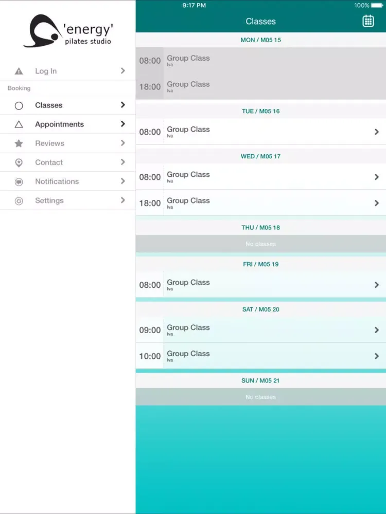 Zrzuty ekranu Energy Pilates Studio iPad 