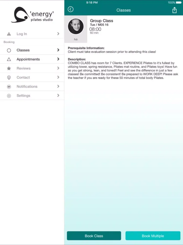Zrzuty ekranu Energy Pilates Studio iPad 