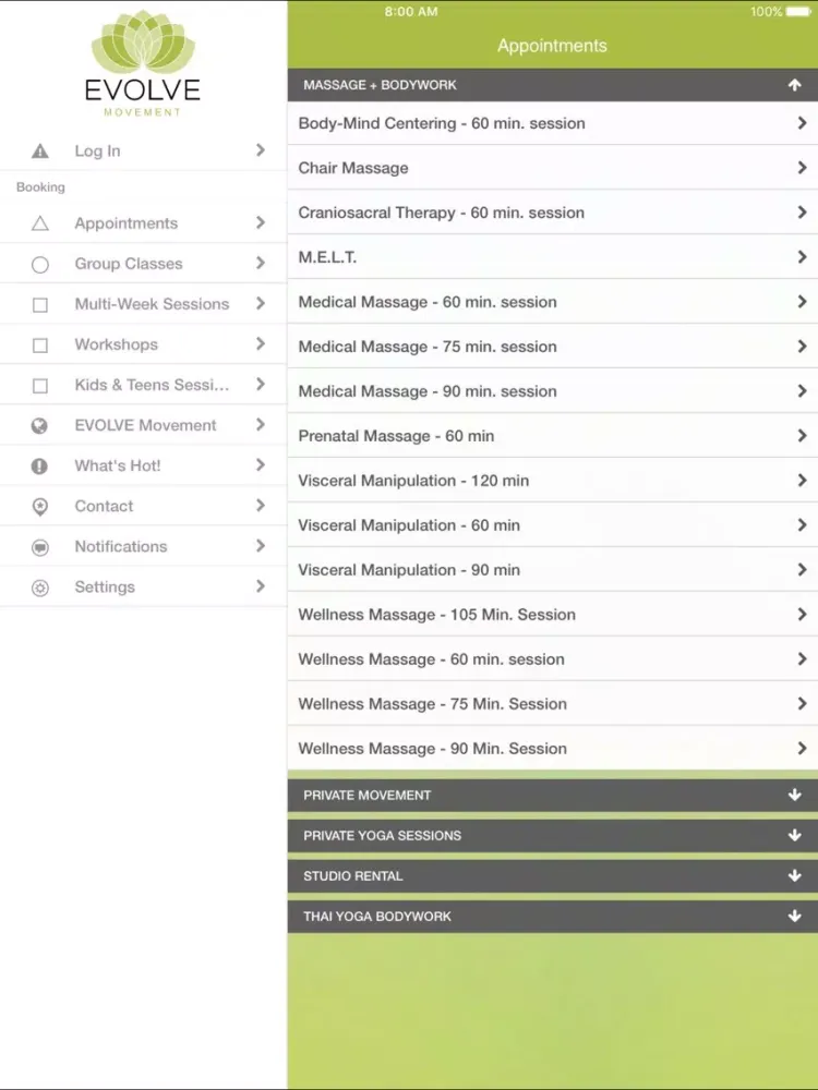 EVOLVE Movement iPad  سکرین شاٹس