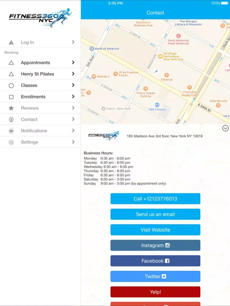 Ảnh chụp màn hình của FITNESS 360 NYC iPad 