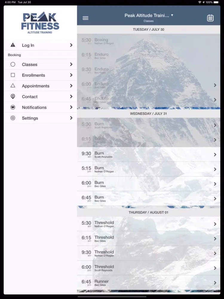 Peak Fitness Altitude Training iPad  Ekran Görüntüleri