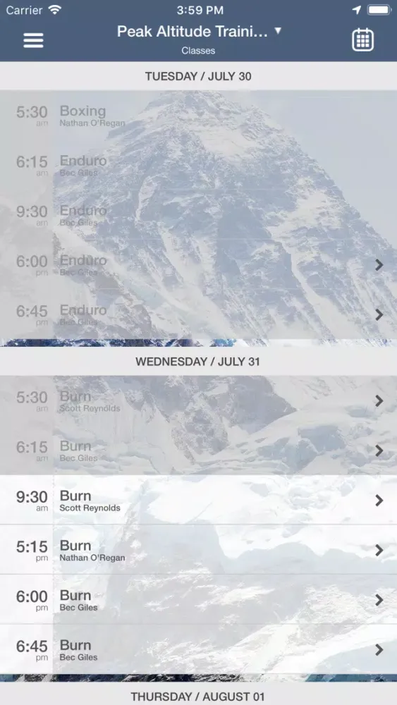 Peak Fitness Altitude Training Ekran Görüntüleri