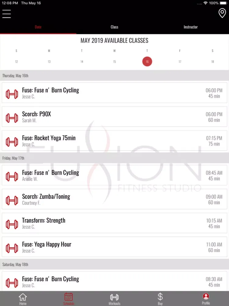 Fusion Fitness Studio iPad  스크린샷