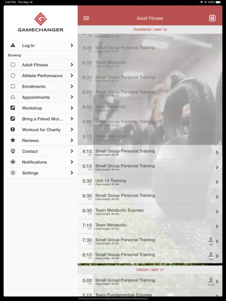GameChanger Fitness iPad 应用截图
