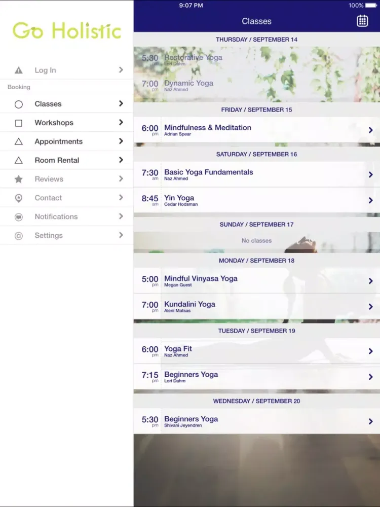 Tangkapan skrin Go Holistic, Yoga, Meditation iPad 