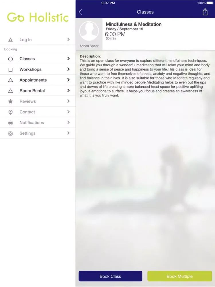 Tangkapan skrin Go Holistic, Yoga, Meditation iPad 