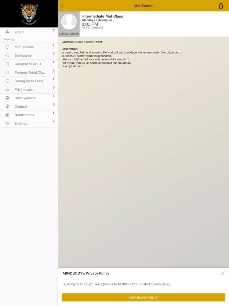 Grace Pilates Studios iPad  سکرین شاٹس