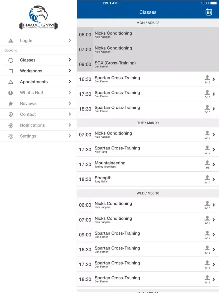 Hawc Gym iPad  Ekran Görüntüleri