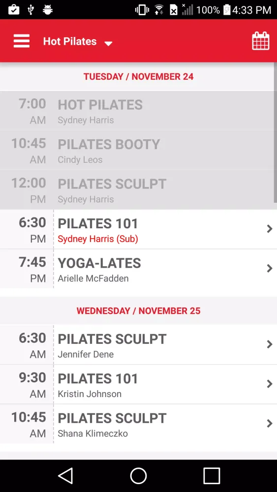 Tangkapan layar Hot Pilates