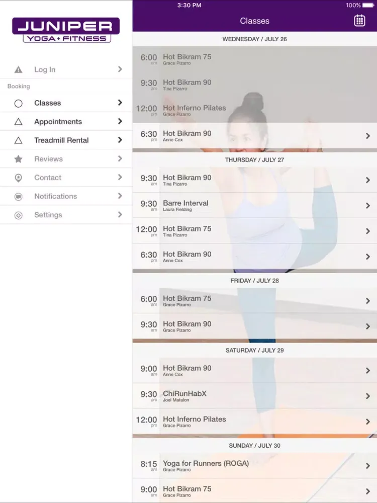 Juniper Yoga and Fitness iPad  Screenshots