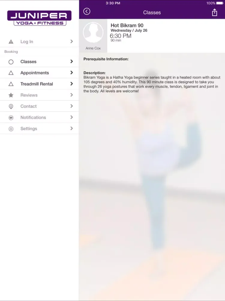 Juniper Yoga and Fitness iPad  Screenshots