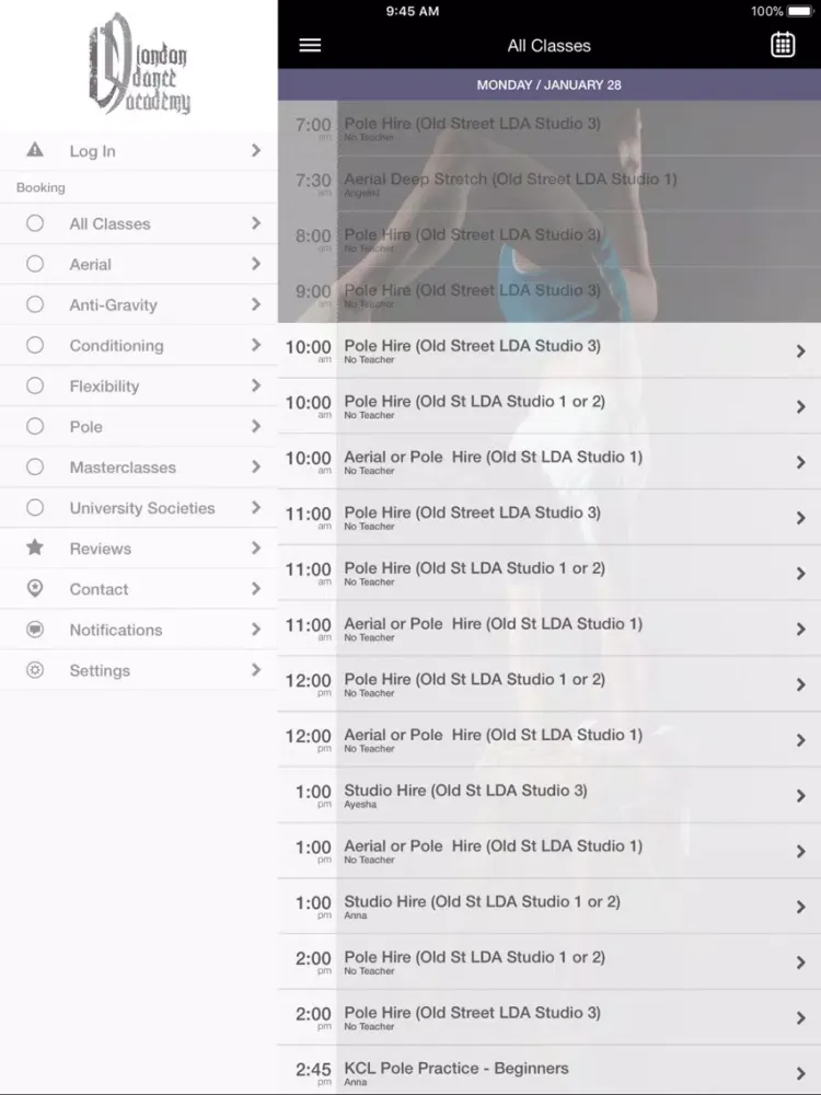 London Dance Academy (LDA) iPad  Ekran Görüntüleri