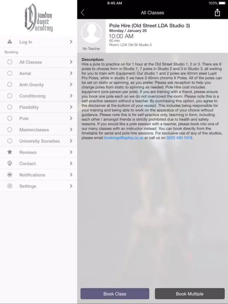 London Dance Academy (LDA) iPad  Ekran Görüntüleri