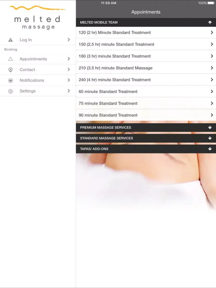 Capturas de tela do melted massage iPad 