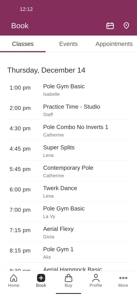 Ảnh chụp màn hình của Milan Pole Dance Studio