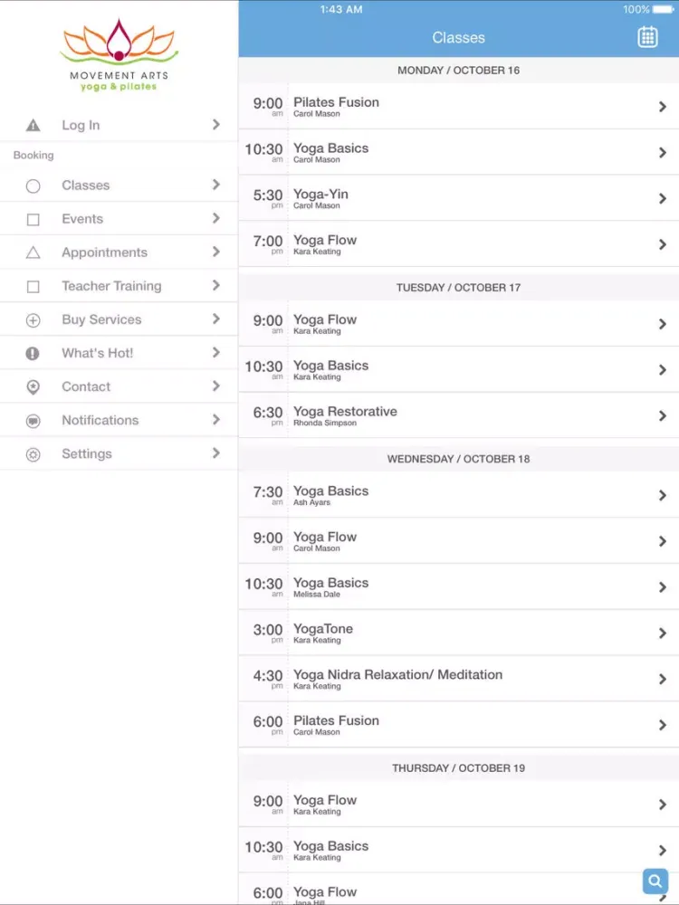 Movement Arts iPad  স্ক্রিনশট