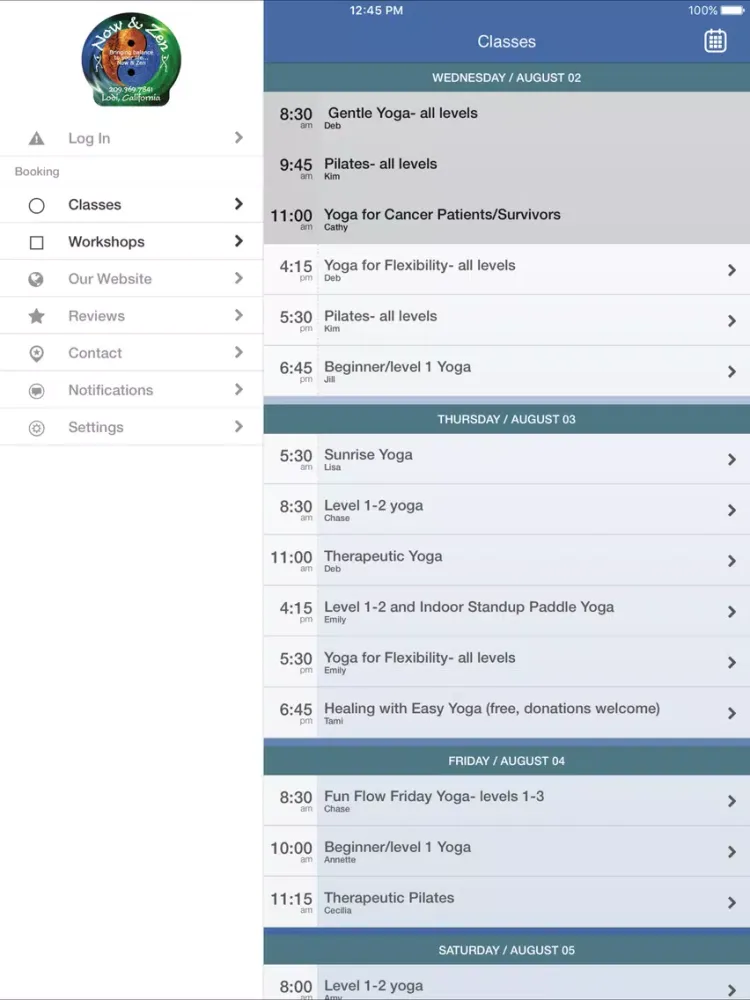 Ảnh chụp màn hình của Now and Zen Yoga Studio iPad 