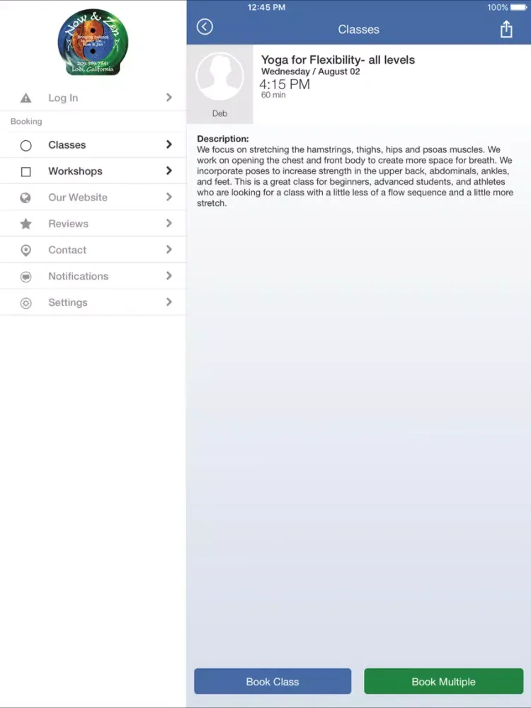 Ảnh chụp màn hình của Now and Zen Yoga Studio iPad 