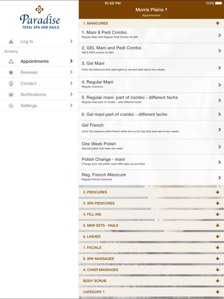 Capturas de tela do Paradise Total Spa and Nails iPad 