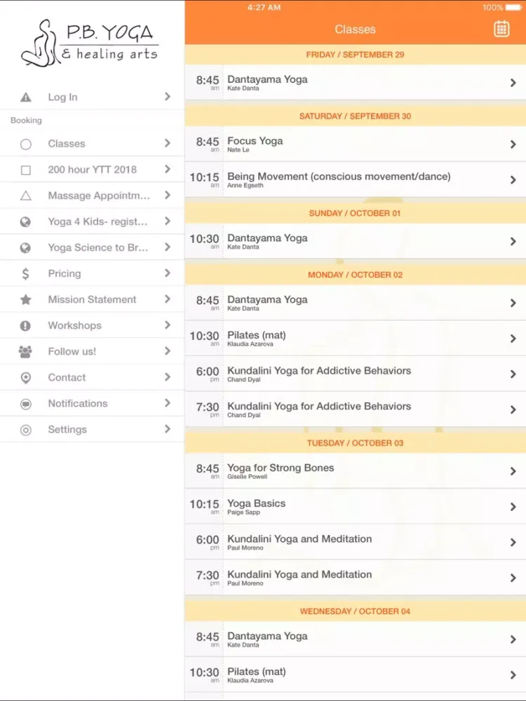 P.B. Yoga & Healing Arts iPad  स्क्रीनशॉट