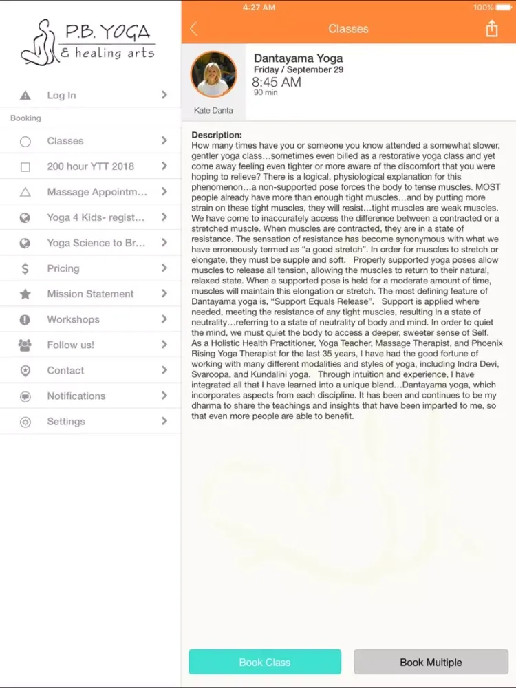 P.B. Yoga & Healing Arts iPad  स्क्रीनशॉट