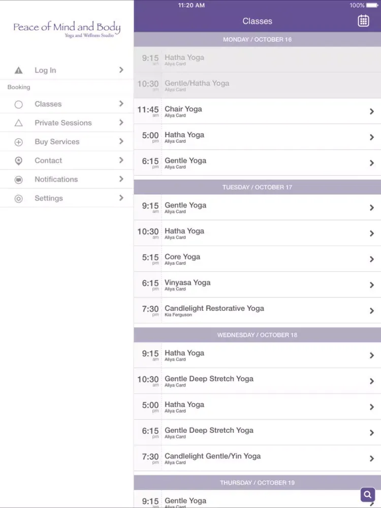 Peace of Mind and Body Yoga iPad 应用截图