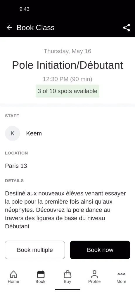 Captures d'écran de Pole & Dance Studios