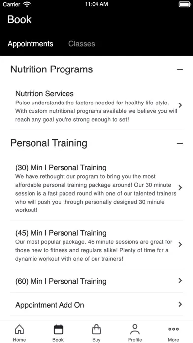 Pulse Fitness MI Ekran Görüntüleri