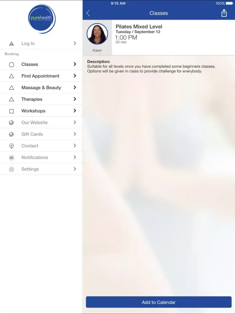 Pure Health iPad  Screenshots